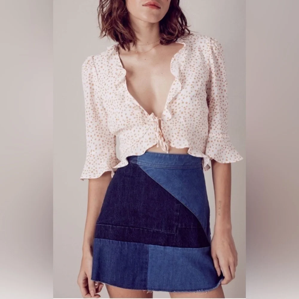 For Love & Lemons Aurora Tie Top, Size S